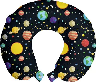 Image de ABAKUHAUS Coussin de voyage, coussin cervical, Sun Earth Constellations, article de voyage en mousse pour avion et voiture, 30 x 30 cm, multicolore