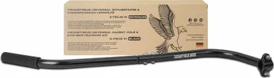 Produktbild von Prometheus Schiebestange universal Schubstange Haltestange für Kinderfahrrad teilbar 3-teilig rutschfest stabil - Fahrrad Lernhilfe in schwarz Universal Schubstange Fahrrad Schiebestange Kinderfahrrad Haltestange extra Lang extra Hoch