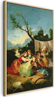 Produktbild von Italienischer Leinwand Leinwandbild - The Washerwomen before (Francisco Goya) 60x90 cm Reproduktionen l-E-10663-b-a