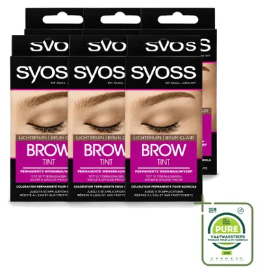 Imagen del producto de 6 unidades de tinte para cejas SYOSS, color castaño claro, pack grande