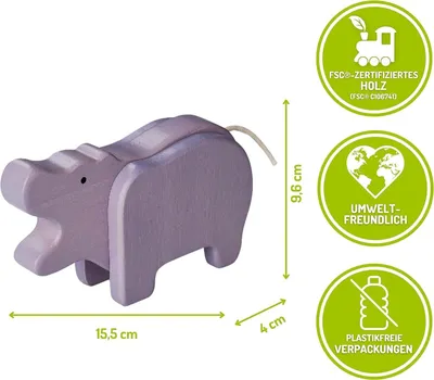 Produktbild von EverEarth Bambus Nilpferd – Nachhaltige Holz-Spielfigur aus Bambus für Kinder - EE33545