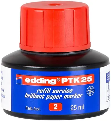 Produktbild von Nachfülltinte edding PTK 25 für edding brilliant paper 25 ml rot Packung mit 10 Stück