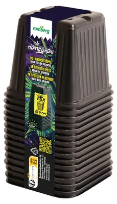 Zdjęcie produktu dla Doniczki Romberg Grower (czarne, 15 doniczek, 7 cm, zioła i rośliny)
