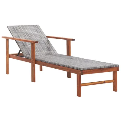 Zdjęcie produktu dla VidaXL 48704, Lounge, Obite siedzisko, Drewno akacjowe, Polietylen, Rotang, Szary, 550 mm, 2000 mm