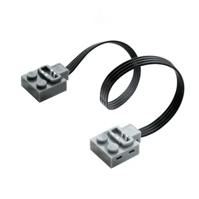 Two LEGO Power Functions extension cables are shown against a white background.