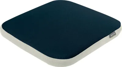 A square cushion with a dark blue top and a gray border, presented on a white background.