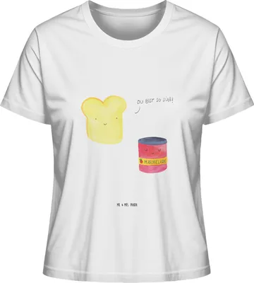 Produktbild von Mr. & Mrs. Panda Damen T-Shirt Toast Marmelade Größe M - Weiß - Geschenk, Toastbrot, Jersey Shirt, Süß, Basic, Lustige Sprüche, Brot, Kurzarmshirt, Oberteil, Küche Spruch