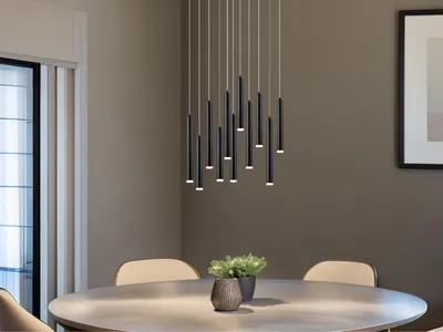 Produktbild von Trio Leuchten - Modern Hängelampe I Pendellampe I Pendelleuchte schwarz inkl. LED 3-stufig dimmbar 11-Licht - Tuben Dimmer I Dimmbar I Wohnzimmer I Schlafzimmer - Stahl Rund - I (nicht austauschbare)