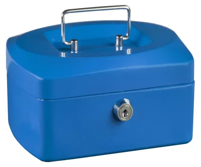 Productafbeelding van Idena Geldkassette 6", 155x120x90mm, blauw - Metaal, 8 compartimenten
