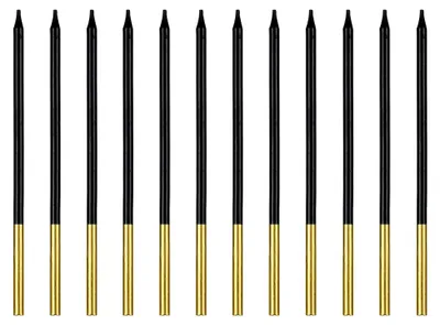 Produktbild von Schwarze Geburtstagskerzen 14 cm | 12 Stück - Gold