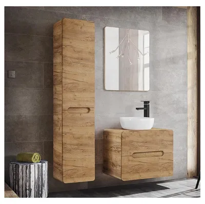 Image de Ensemble meuble vasque à poser + Armoire murale + Miroir - 60 cm - Archipel Craft
