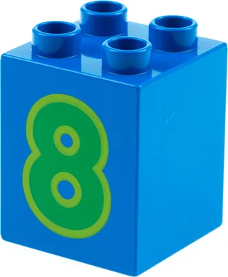 Produktbild von 1x Lego Duplo Motiv Bau Stein 2x2x2 blau bedruckt Nr.8 grün 31110pb080