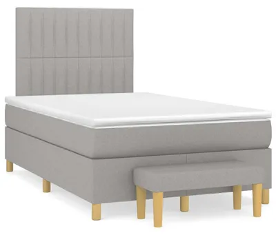 Image de vidaXL Lit boxspring avec matelas gris clair 120x190 cm Tissu