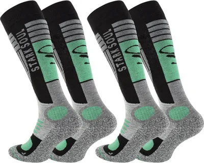 Produktbild von Stark Soul® Ski & Snowboard Socken 2 Paar, mit Spezialpolsterung 43-46 Grau-Schwarz-Grün