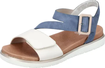 Produktbild von Rieker Damen Sandale Keilabsatz Riemchensandale Deko-Schnalle V5060, Größe:37 EU, Farbe:Blau