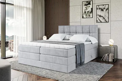 Produktbild von ALTDECOR Boxspringbett mit Matratze und Lattenrost  - RICAR KING 160x200 cm  - Grau Monolith 84 - Topper, Polsterbett mit Bettkasten, Bett mit Stauraum H3 - und H4 - Matratze, Doppelbett, Springboxbett