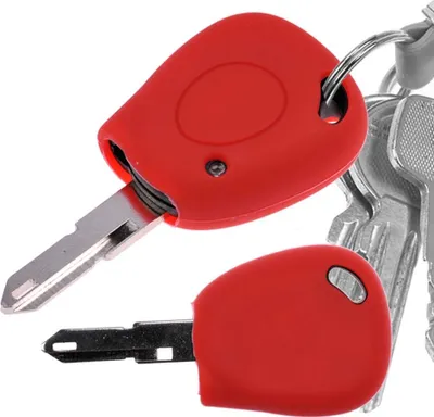 Produktbild von Auto Schlüssel Hülle Silikon Schutz Cover Rot kompatibel mit Renault R19 Clio I Twingo C06 Megane I 1 Tasten Funk Fernbedienung