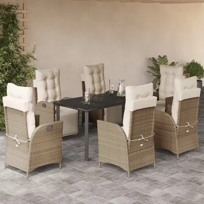 Productafbeelding van Maison Exclusive - Tuinset voor de tuin, 7-delig, met kussens, beige, van polyrotan