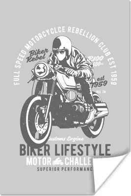 Produktbild von MuchoWow® Poster Mancave - Motor - Grau - Vintage 40x60 cm - Plakate für die Wand - Poster Babyzimmer