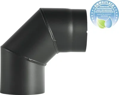 Produktbild von Kaminrohrbogen 90° fest ohne Tür Ø120mm schwarz