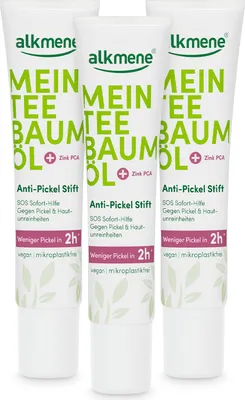 Produktbild von alkmene Mein Teebaumöl Anti Pickel Stift 3x 15 ml weniger Pickel in 2h - Soforthilfe gegen Pickel & Hautunreinheiten