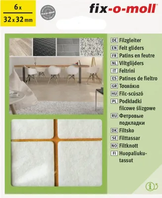 Produktbild von Filzgleiter 32mm x 32mm weiß fix-o-moll