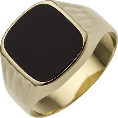 Produktbild von Gr. 70 Herren Ring 585 Gold Gelbgold 1 Onyx Herrenring