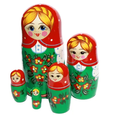 Produktbild von Matroschka Puppen russische Babuschka Matrjoschka Holzfiguren Frühling  5 Steckpuppen 15 cm hoch