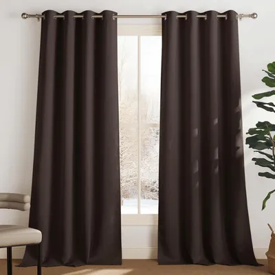 Obrázek produktu pro Zatemňovací závěs do ložnice, termoizolační, rozměry 245 x 140 cm, hnědá barva, balení 2 kusy