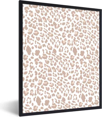 Produktbild von MuchoWow® Gerahmtes Poster Tiermuster - Panther - Pastell 60x80 cm - Poster mit Schwarzem Bilderrahmen Wandposter Rahmen Foto Bilder - Premium - Wanddeko Wohnzimmer