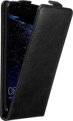 Produktbild von Cadorabo Hülle für Huawei P10 Schutz Hülle in Schwarz Flip Etui Handyhülle Case Cover