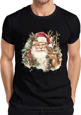 Obrázek produktu pro Father Christmas sob Vánoční dárek nostalgie vintage retro pánské tričko, černá, M
