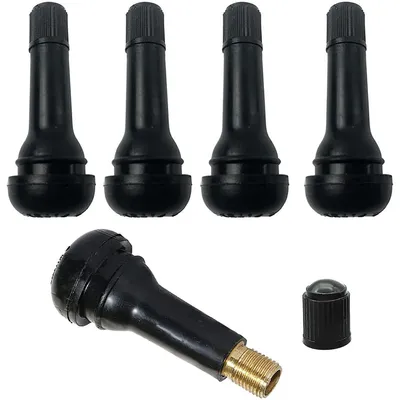 Productafbeelding van TR414 rubberen ventieldopjes voor autoreifen, klikbare velgen, zwart, 5 stuks