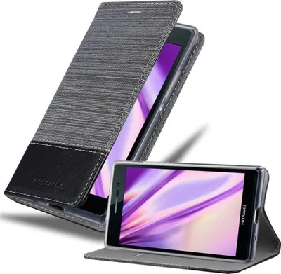Produktbild von Cadorabo Hülle für Huawei ASCEND P7 Schutzhülle in Grau Handy Hülle Etui Book Case Cover
