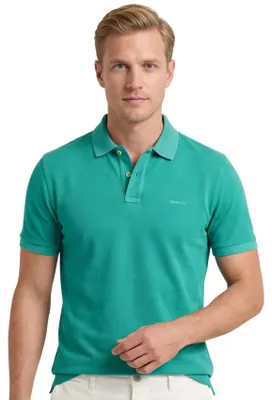 Produktbild von Gant Polo normale Passform hellblau einfarbig Baumwolle 2 Knöpfe
