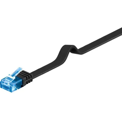 Obrázek produktu pro Goobay 96301 Plochý propojovací kabel CAT 6A, U/UTP, černý, 0,5 m - měděný materiál