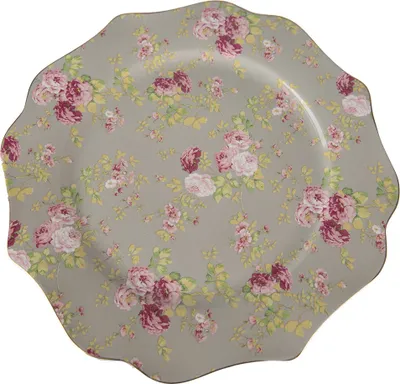 Produktbild von Clayre & Eef Speiseteller Ø 28 cm Grün Keramik Blumen