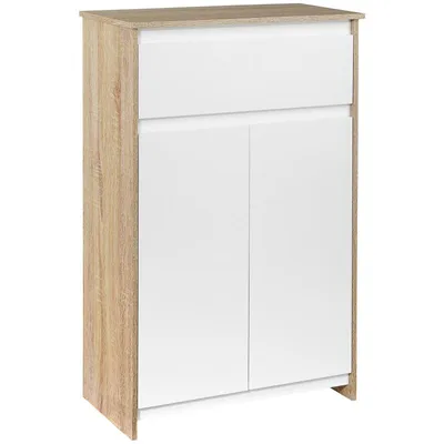 Produktbild von Badezimmerschrank – Standschrank – Schubladen und Doppeltüren – Geeignet für Wohnzimmer und Badezimmer – 60 x 30 x 90 cm – Weiß