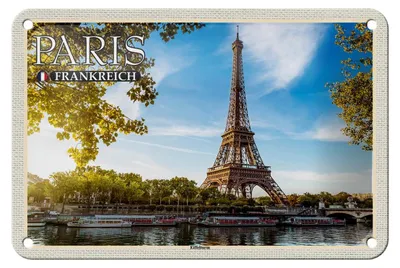 Produktbild von Blechschild Reise 18x12cm Paris Frankreich Eiffelturm Dekoration