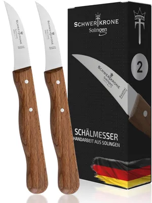 2er-Set gebogene Gemüsemesser mit Buchenholzgriff, rostfrei
