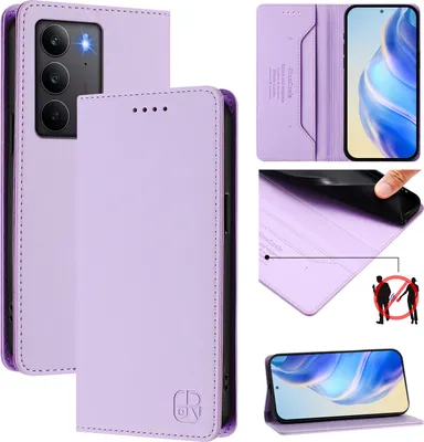 Immagine prodotto di Custodia in pelle per Realme C75 4G, flip case con slot per carte, portafogli e supporto Viola