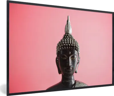 Produktbild von MuchoWow® MuchoWow® Gerahmtes Poster Buddha - Gesicht - Schwarz 90x60 cm - Poster mit zchwarzem Bilderrahmen - Fotorahmen - Foto-Plakat