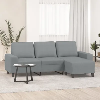 Produktbild von Cloris DesignMöbel 3-Sitzer-Sofa mit Hocker Hellgrau 180 cm Stoff , Schlafsofas 2024 Neu