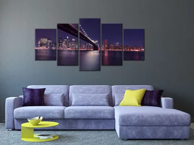 Produktbild von Akustikbild New York 200x100 cm Bilder Akustikschaum Hochleistungsschallabsorber Schallschutz Leinwand 5 tlg Wandbild Raumakustik Schalldämmung 030111-59
