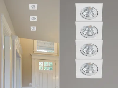 Produktbild von 4er Set Eckiger LED Einbaustrahler Decke schwenkbar dimmbar Weiß matt 5,5 Watt