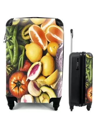 Produktbild von MuchoWow® Koffer Handgepäck Trolley Rollkoffer Kleine Reisekoffer mit 4 Rollen - Obst - Gemüse - Farben - Cabin Size < 55x40x23 cm & 55x40x20 cm - Fotokoffer - Kabinenkoffer - Boardgepäck - Reise-Box - Reisekoffer - Reisegepäck - Koffer mit Bild - Trolley für Kinder