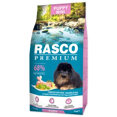 Productafbeelding van Rasco Premium Puppy Mini, droogvoer voor kleine puppy's, met kip en rijst, 1 kg