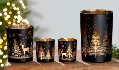 Image de GILDE Glas Windlicht "Waldesruh" VE 4 so