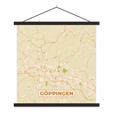 Produktbild von MuchoWow® Textilposter Göppingen - Jahrgang - Karte - Stadtplan 40x40 cm mit schwarzem Rahmen - Fotos