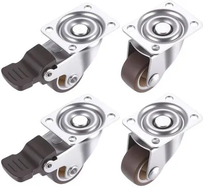 Image de Lot de 4 roulettes de 25 mm pour meubles, avec frein et vis
